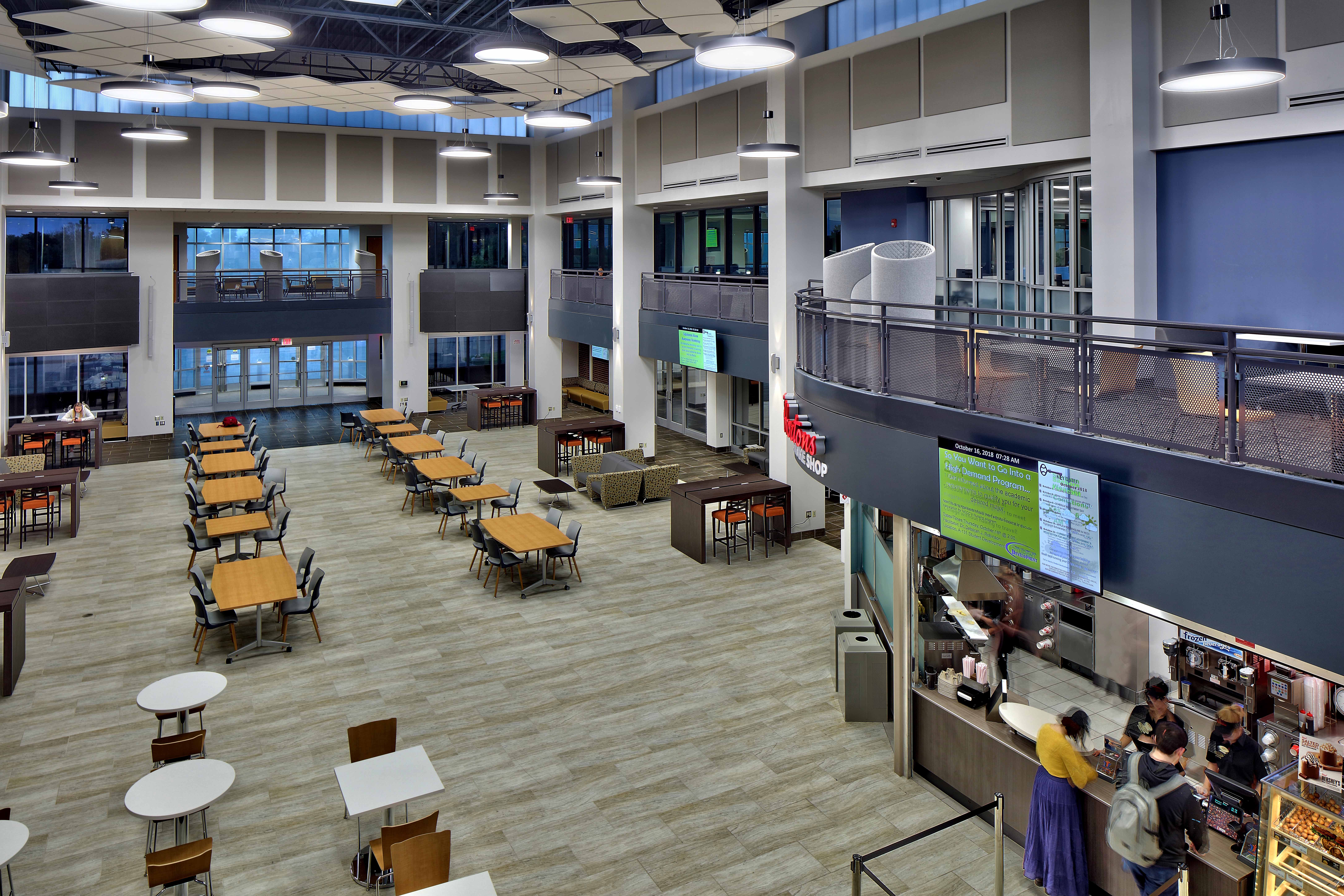 Interior of the Learning Commons atrium.
