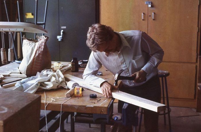 Student working in Sculpture and Ceramics Laboratory, circa 1983