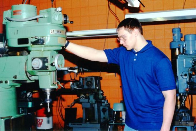 Student in Mechanical Technology Laboratory, 2001