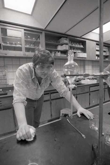 Student in Chemistry Lab, 1981