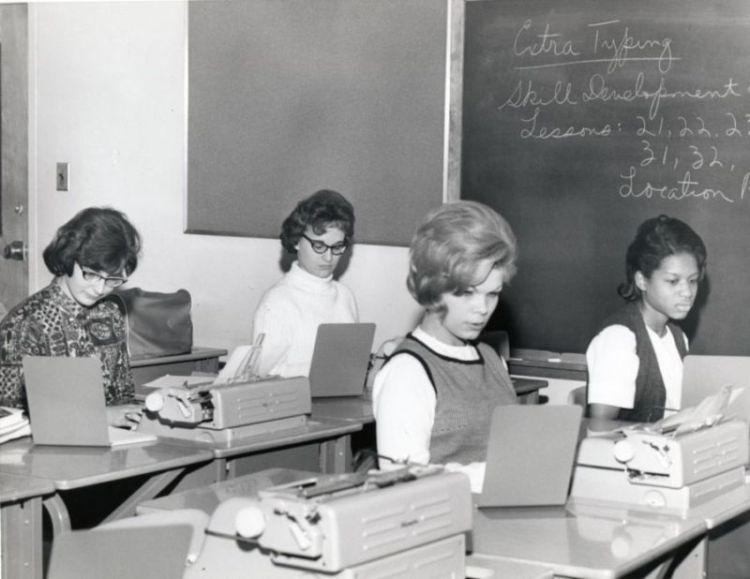 Secretarial Science students in typing class, 1963
