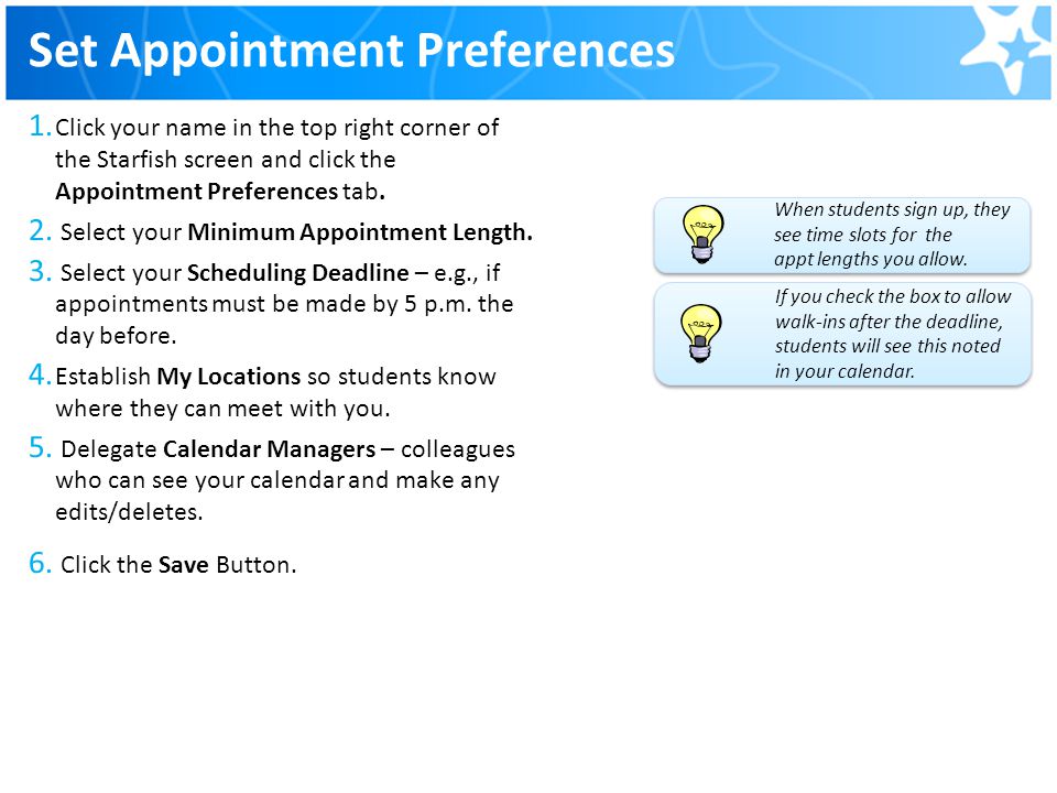 Set Appointment Preferences