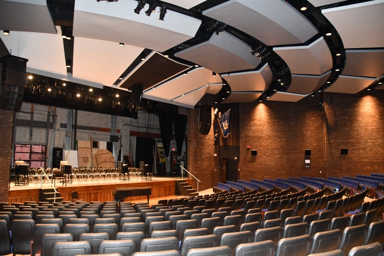 The Arts & Media Theatre from seating on stage left (F-155).