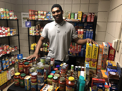 NCCC Student Maurice Jackson with the NCCC Campus Pantry