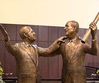 Susan Geissler's sculpture "The Founders" currently featured inside the Niagara Falls Culinary Institute.