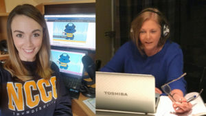 NCCC podcast co-host, Madison Ebsary, shows off her recording studio. Denise Prohaska virtually speaks with a guest on the latest episode of Morning Thunder.