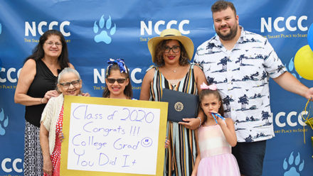 NCCC Graduate, Maritza Rivera poses with her family during diploma pick-up on Thursday, June 25th