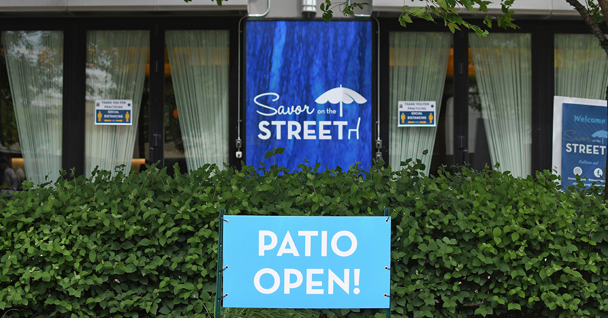 The patio is open for business outside of Niagara Falls Culinary Institute’s Savor Restaurant.