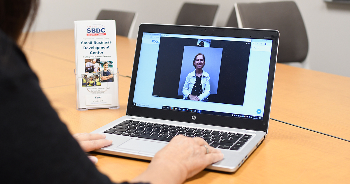 Individual participates in free webinar offered by the Niagara SBDC