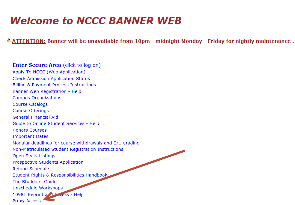 Welcome to Banner Web screen