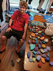 Robert Garris shows collection of “kindness stones” created for the NCCC Liberty Kindness Rock Garden.