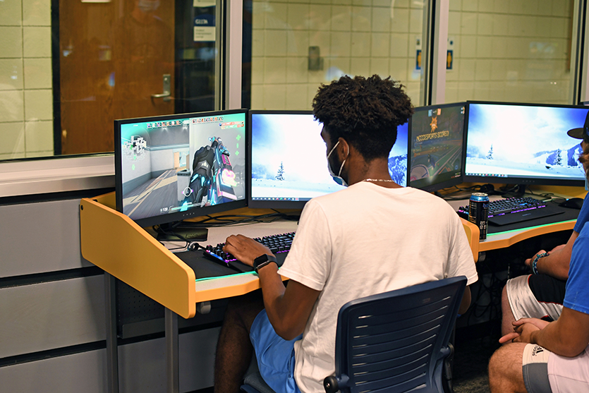 Student in the Gaming Lab
